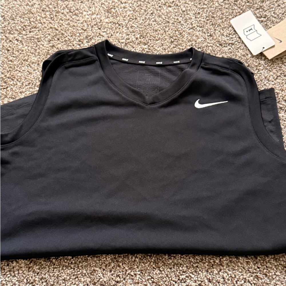 Nike Black Athletic Tank Top with White Swoosh